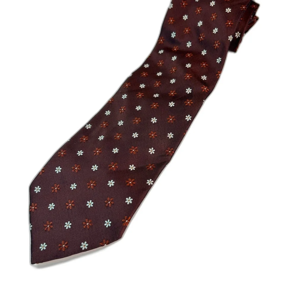 J. Crew Men's NWOT Brown with Light Brown White Floral 100% Silk Tie